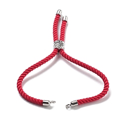 Малиновый Серебряные браслеты из витого нейлонового шнура, Изготовление браслета из звеньев для подвески-коннектора, с долговечным платиновым латунным наконечником шнура и сплавом «древо жизни», малиновый, 8-3/4~8-7/8 дюйм (22.2~22.6 см), отверстие : 2 мм