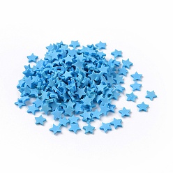 Deep Sky Blue Handmade Polymer Clay Cabochons, Star, Deep Sky Blue, 5x5x1mm