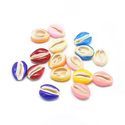 Mixed Color Cowrie Shell Beads, with Enamel, Undrilled/No Hole Beads, Mixed Color, 20~23x16~18mm