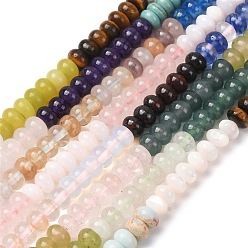 Mixed Stone Glass & Natural White Shell & Dyed Howlite Beads Strands, Rondelle, Mixed Color, 3.7~4.5x2~2.6mm, Hole: 0.8~0.9mm, about 166pcs/strand, 15.24''(38.7cm)