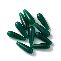 Dark Green Natural Green Onyx Agate Beads, No Hole/Undrilled, Dyed & Heated, Teardrop, Dark Green, 22x7mm