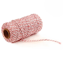 Light Coral 100M Macrame 2-Ply Cotton Braid Thread, with Spool, Round, Light Coral, 2mm, about 109.36 Yards(100m)/Roll