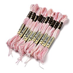 Pearl Pink 10 Skeins 6-Ply Polyester Embroidery Floss, Cross Stitch Threads, Segment Dyed, Pearl Pink, 0.5mm, about 8.75 Yards(8m)/skein