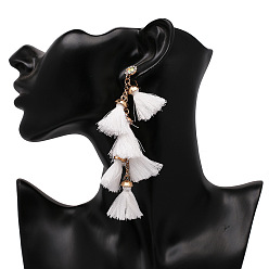 white Bohemian Ethnic Style Tassel Earrings - Fashionable and Unique Jewelry