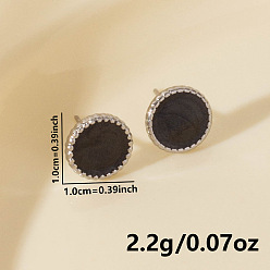 Платина 304 геометрические плоские круглые серьги-гвоздики из нержавеющей стали, платина, 10x10 мм