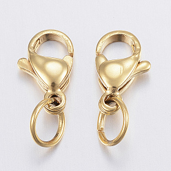 Золотой Ионное покрытие (ip) 304 застежки-клешни из нержавеющей стали, золотые, 10x7x3.5 мм, отверстие : 4 мм