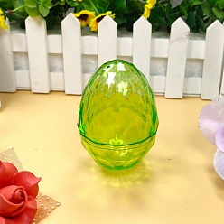 Lawn Green Easter Plastic Bead Containers, Candy Treat Gift Box, for Wedding Party Packing Box, Egg, Lawn Green, 80x55mm