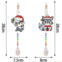 Panda DIY Diamond Painting Acrylic Pendants Decoration Kits, with Alloy Chian, Christmas, Panda, 280~290x60~85mm