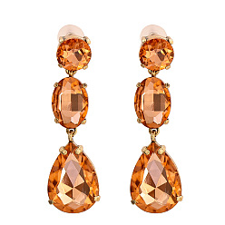 Champagne color Sparkling Waterdrop Shaped Colorful Rhinestone Earrings for Women - Fashionable and Unique