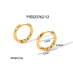 Золотой Простые и элегантные 304 серьги-кольца из нержавеющей стали, золотые, 17x2.5x12 мм