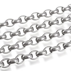 Stainless Steel Color 304 Stainless Steel Cable Chains, Unwelded, Stainless Steel Color, 12.5~13x10x4.3mm