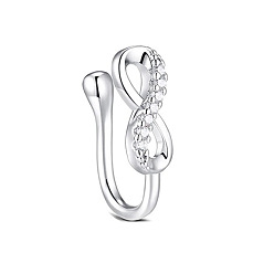 Нержавеющая Сталь Цвет 304 Кольца для носа с микропаве из нержавеющей стали и прозрачным кубическим цирконием, бесконечность, цвет нержавеющей стали, 8 мм, штифты : 0.8 мм