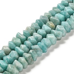 Amazonite Natural Amazonite Beads Strands, Faceted, Nuggets, 10~11x8~10x7~8mm, Hole: 1mm, about 22~23pcs/strand, 7.09~7.48''(18~19cm)