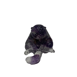 Amethyst Resin Cat Figurines, with Natural Amethyst Chips inside Statues for Home Office Decorations, 25x30x30mm