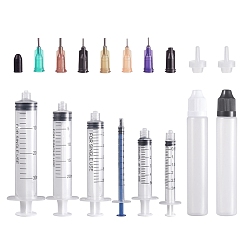 Mixed Color DIY Kit, with Screw Type Hand Push Glue Dispensing Syringe, Plastic Bottles, Bottle Stopper and Fluid Precision Blunt Needle Dispense Tips, Mixed Color