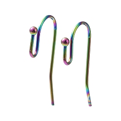 Rainbow Color Ion Plating(IP) 316 Stainless Steel Earring Hooks, Ear Wire, Rainbow Color, 21x12x2mm, 20 Gauge, Pin: 0.8mm