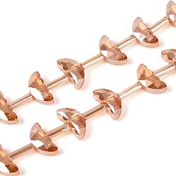 Сэнди Коричневый Гальванизируйте прозрачные стеклянные бусины, луна, граненые, с половиным покрытием, песчаный коричневый, 4.5x10x3.5 мм, отверстие : 0.9 мм, около 49~50 шт / нитка, 20.47~20.71'' (52~52.6 см)