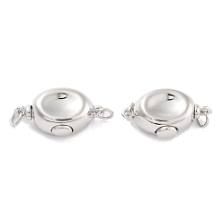 Real Platinum Plated 925 Sterling Silver Box Clasps, Oval, Real Platinum Plated, 9x16.5x6mm