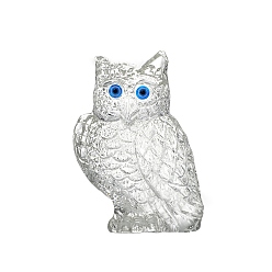 Clear Owl with Evil Eye Glass Figurines Diaplay Decorations, for Home Office Desktop Decoration, Clear, 33x77mm
