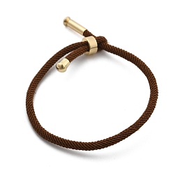 Седло Коричневый Браслеты хлопок шнур, с латунной найти, долговечный, реальный 24 k позолоченный, седло коричневый, 8-1/2 дюйм (21.5 см) ~ 9 дюйм (23 см)