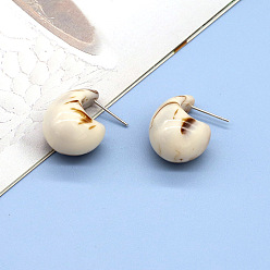 1 white water drop Retro Geometric Resin Drop Earrings, Minimalist Small Studs Jewelry