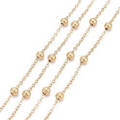 Золотой 304 кабельные цепи из нержавеющей стали, спутниковые сети, пайки, с катушкой, ионное покрытие (ip), золотые, 1.2x0.2 мм