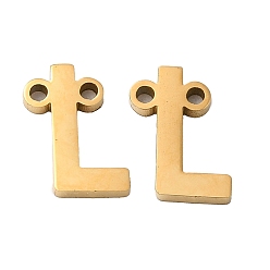 Letter L Ion Plating(IP) 304 Stainless Steel Connector Charms, Letter, Letter L, 10x8x1.5mm, Hole: 1.2mm
