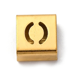 Letter O Ионное покрытие (ip) 304 квадратные подвески-слайдеры из нержавеющей стали, золотые, Письмо O, 9x8x4 мм, отверстие : 3.5x8.5 мм