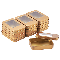 Sandy Brown Tinplate Box, Storage Containers for Jewelry Beads, Candies, with Lip and and Clear Window, Rectangle, Sandy Brown, 9.15x6.35x1.71cm, 10pcs