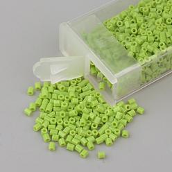 Yellow Green MGB Matsuno Glass Beads, Japanese Seed Beads, 11/0 Opaque Round Hole Glass Seed Beads, Two Cut, Hexagon, Yellow Green, 2x2x2mm, Hole: 0.8mm, about 44000pcs/bag, 450g/bag