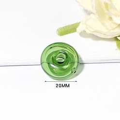 Lime Green Handmade Lampwork Pendants, Anti Leaking Perfume Bottle Pendant, Jade Donut Shape Charm, Lime Green, 20x20mm