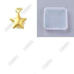 Plaqué 18K Or Véritable 12 pendentifs en laiton, charmes étoiles, avec des anneaux de saut, réel 18 k plaqué or, 20x16x7mm, Trou: 3.5mm
