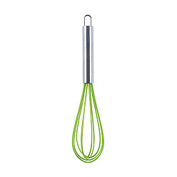 Зеленый газон 201 взбиватель яиц из нержавеющей стали, с силиконовой головкой, инструмент для выпечки своими руками, зеленый газон, 255x60 мм