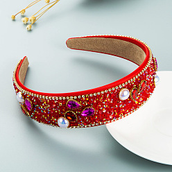 Red Fashion Crystal Bead Chain Rhinestone Headband - Street Snap Hairpin for Women.
