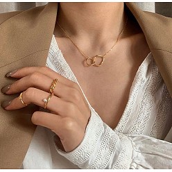 53159 Minimalist Double Ring Design Necklace - Elegant and Stylish Couples Neck Chain.