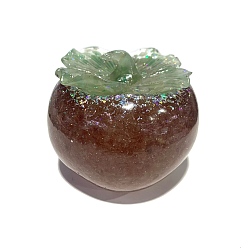 Клубничный Кварц Украшение из смолы хурмы, с натуральной клубничной кварцевой крошкой внутри статуй для украшения домашнего офиса, 80x80x70 мм