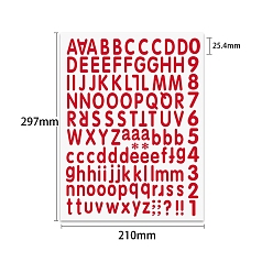 Red PVC Self-Adhesive Letter & Number Stickers, for Party Decorative Presents, Red, 297x210mm