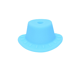 Light Sky Blue Silicone Focal Beads, Top Hat, Light Sky Blue, 13x26mm