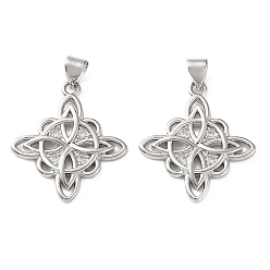 Платина Латунные микропаве прозрачные подвески с фианитом, ведьмы узел викканский символ прелести, платина, 25x21.5x2.5 мм, отверстие : 4x3 мм