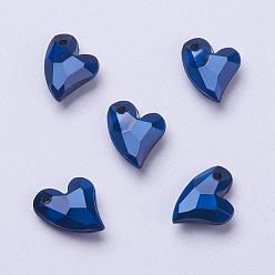 Prussian Blue Acrylic Pendants, Imitation Pearl, Heart, Faceted, Prussian Blue, 11x9x4mm, Hole: 0.5mm