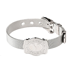 Letter Y 304 Браслеты-цепочки из нержавеющей стали для часов (женские и мужские), овальный с буквой, цвет нержавеющей стали, Письмо Y, 8.54 дюйм (21.7 см)