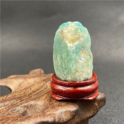 Amazonite Raw Rough Nuggets Natural Amazonite Rock Mineral, with Wood Base, for Home Desktop Decoration, 45x25mm