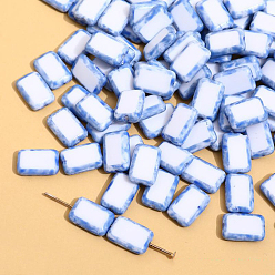 Deep Sky Blue Czech Glass Beads, Rectangle, Deep Sky Blue, 12x8mm, Hole: 1.2mm
