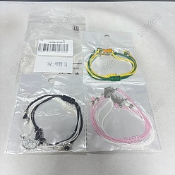 (52) Непрозрачная лаванда 3 наборы 6 шт. 3 стили браслеты из сплава с эмалированными звеньями, плетеные браслеты из полиэфирного шнура для женщин, бабочка, разноцветные, внутренний диаметр: 4-1/8 дюйм (10.3 см), 2 шт / комплект, 1 набор / стиль