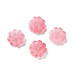 Light Coral Spray Painted Transparent Glass Beads, Sunflower, Light Coral, 14x14.5x6.5mm, Hole: 1.2mm