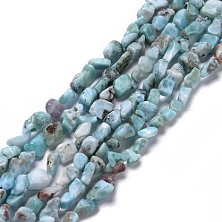 Larimar Natural Larimar Beads Strands, Nuggets, 6~12x3~7x3~7mm, Hole: 1mm, about 62pcs/strand, 16.34 inch(41.5cm)