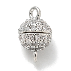 Прозрачный Стойка покрытие круглая латунь микропаве кубический цирконий магнитные застежки, долговечный, без свинца и без кадмия, платина, прозрачные, 10x6 мм, отверстие : 1.5 мм