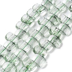 Dark Sea Green Transparent Glass Imitation Gemstone Beads Strands, Rectangle, Dark Sea Green, 17x12.5x7.5~8mm, Hole: 1.2mm, about 28pcs/strand, 13.78 inch(35cm)
