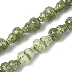 Olive Terne Perles de porcelaine vintage faites à la main, fantaisie porcelaine émaillée antique, gourde, vert olive, 12.5x9mm, Trou: 1.6mm