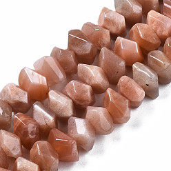 Sunstone Natural Sunstone Beads Strands, Nuggets, Faceted, 10~13x9~11x6~8mm, Hole: 1.2mm, about 27~28pcs/strand, 7.48 inch(19cm)